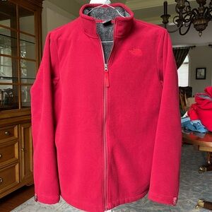 North Face boys dark red fleece zip up jacket- XL (18/20)